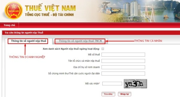 tra cứu thông tin người nộp thuế