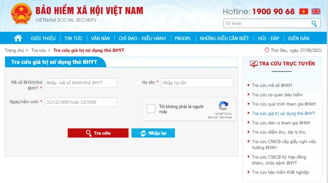 Tra cứu vớt bảo đảm nó tế bên trên Website của Báo hiểm xã hội nước Việt Nam 1
