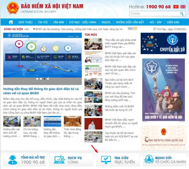 Tra cứu vớt bảo đảm nó tế bên trên Website của hướng dẫn hiểm xã hội Việt Nam