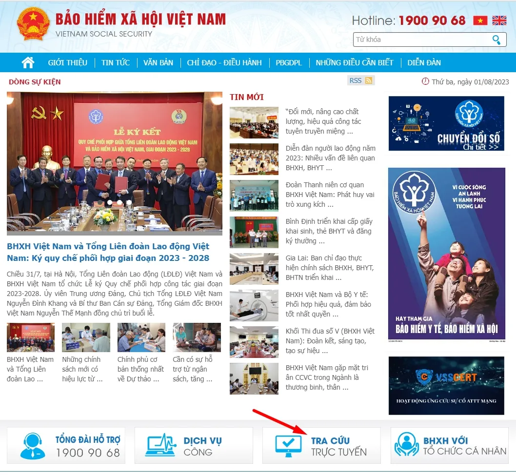 Tra cứu bảo hiểm xã hội qua web của BHXH Việt Nam