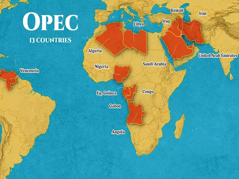 13 nước thành viên của tổ chức các nước xuất khẩu dầu lửa